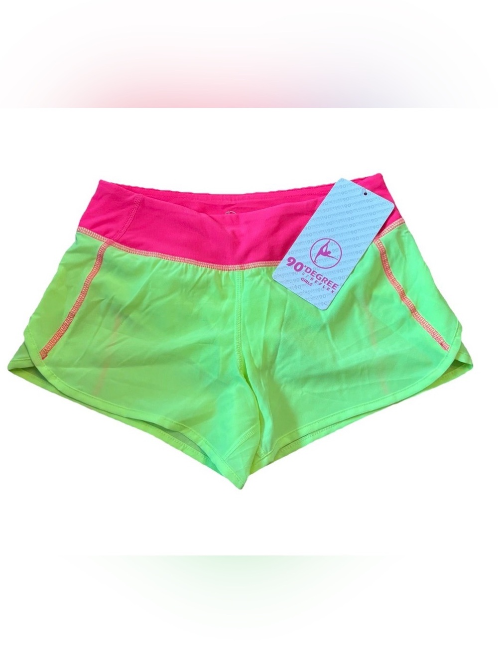 90 Degree By Reflex Girls Athletic Shorts With Built In Brief  Size Medium (10)